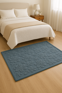 handmade luxury <b>carpet</b> pure blue color floral design rectangular shape eco friendly for home decor - Product Image 4