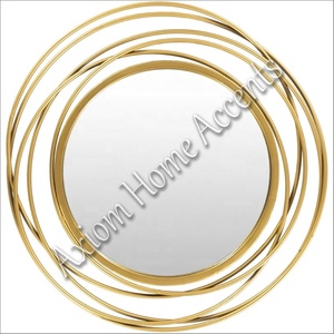 Miroir mural géométrique en métal au design élégant, idéal pour la décoration moderne du salon ou du bureau par Axiom Home Accents - Product Image 1