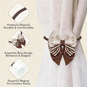 2026 Upgrade Simple Elegant Strong Magnetic Curtain Holdbacks 2 Pack Rope Bow <b>Tiebacks</b> Elegant Accessories Curtain Poles Tracks - Product Image 3