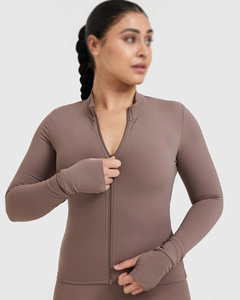 Regular Full Zipper Breathable Eco-Friendly Spandex/Nylon Front Logo Yoga <b>Jacket</b> Women's Athletic Sport Fitness <b>Workout</b> Running - Product Image 4