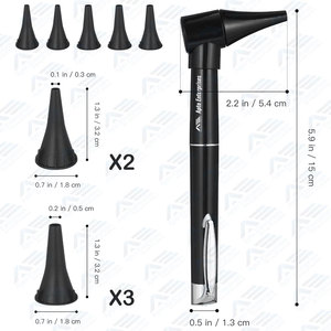 เครื่องมือตรวจหูสแตนเลสสำหรับพยาบาล สีดำ ขนาดพกพา พร้อมหัวตรวจ 5 แบบ สำหรับตรวจหู คอ จมูก - Product Image 4