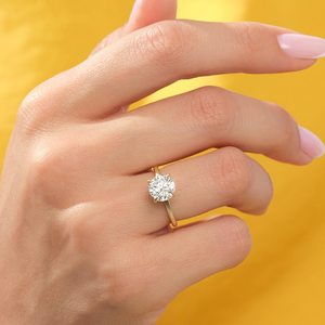 แหวนเพชรแท้ทรงกลมเจียระไนบริลเลียนต์ 1.01 กะรัต พร้อมใบรับรอง GIA ทองคำแท้ 14K สำหรับผู้หญิง ของขวัญเซอร์ไพรส์สำหรับคนรัก - Product Image 3