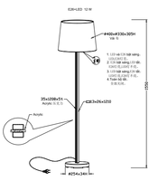 Lámpara LED E26 de 12W, IP20, Control por Botón, Interior, Metálica, 3000K (Blanco Cálido), Lumetal, Alto Brillo, Regulable, CRI 80, 1550mm, 30000