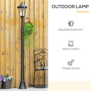 76.5\" Vintage Style Street <b>Light</b> Aluminum Solar Lamp <b>Post</b> Dusk Dawn with PIR Motion Sensor Guarded Garden <b>Lights</b> - Product Image 4