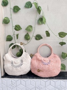 Bolso de paja de playa de verano de ganchillo con estilo para mujer de nuevo diseñador, bolso cuadrado de hierba de mar hecho a mano Vintage bohemio - Product Image 5