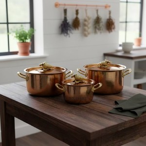 4-Piece Luxury Hammered Stainless Steel Cookware <b>Set</b> Professional Pot <b>Pan</b> Ornate Gold Grape Lids Casserole Eco-Friendly Gas - Product Image 2