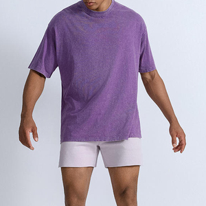 Camiseta de Verano 2026 para Hombre, Lavado Ácido, Ajuste Holgado, Estilo Casual Transfronterizo, Manga Corta, Color Sólido con Patrón 3D, 250g - Product Image 5