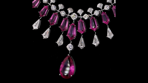 Collier élégant en argent sterling avec pendentif en diamant de laboratoire et rubis |   Ensemble de bijoux de mariage | Fabricant de bijoux de mariée - Product Image 5