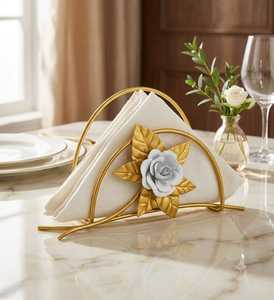 ที่ใส่กระดาษทิชชูโลหะสีโรสโกลด์แบบตั้งพื้นสำหรับตกแต่งโต๊ะในครัว - Product Image 2