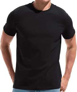 T-shirt en tricot à manches courtes pour homme, col rond, bleu, coupe classique, couleur unie, vêtement décontracté - Product Image 3