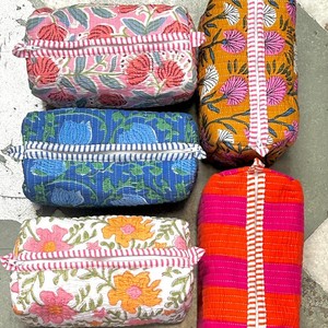 Bohemian Embroidered Cotton Cosmetic Bag Medium Size Zipper Closure Portable <b>Makeup</b> Case Floral Pattern Multi Colo - Product Image 6