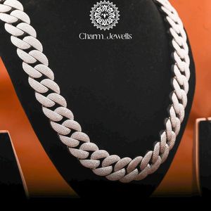 Collier à chaîne à maillons en argent 925 plaqué or 14 carats avec moissanite Charm_Jewells, style hip-hop unisexe, certifié IGI, pour un usage quotidien - Product Image 1