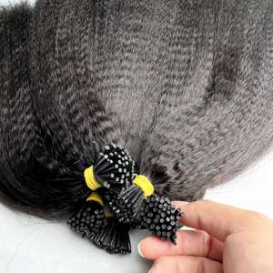 Extensiones de cabello humano sin procesar Doble dibujado Kinky Straight Curly Vietnamese Keratin Tips Raw Keratin Raw Curly Hair - Product Image 1