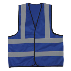 Gilet de sécurité réfléchissant bleu pour homme, col en V, respirant, haute visibilité, vêtement de travail, vêtement d'extérieur décontracté, printemps, polyester tissé, motif uni - Product Image 1