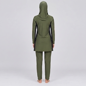 Conjunto de Burkini Modesto de 3 Piezas Personalizado para Mujer, Ropa de Playa Elegante con Logotipo Estampado en la Parte Delantera y Conjunto de Burkini Modesto de 3 Piezas Personalizado - Product Image 2