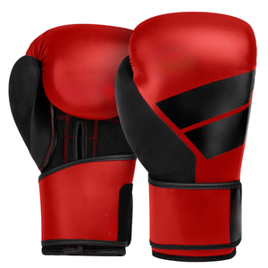Red Faux Leather Boxing Gloves With <b>Velcro</b> Closure Breathable Training Gear For Adults 14 Years & Up - Product Image 1