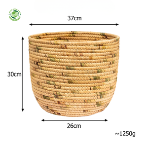 Ensemble de 2 paniers robustes en jacinthe d'eau tressée, faits à la main, pour le rangement, vente en gros, écologiques, fabriqués au Vietnam - Product Image 3