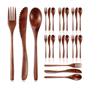 Reusable Sheesham Wooden Utensils for Eating Travel Wooden Spoons Forks Chopsticks Cutlery <b>Set</b> with Portable Case by AYAANS - Product Image 2