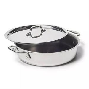 Casserole de cuisine en acier inoxydable à double poignée avec couvercle unique - Product Image 1