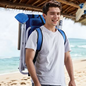 Set di 2 Sedie da Spiaggia Pieghevoli Resistenti per Adulti, 4 Posizioni, Portatili, con Poggiatesta e Portabicchieri, in Legno - Product Image 2