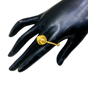 Naykk Creations Vintage 24K <b>Gold</b> Plated Minimalist <b>Cocktail</b> <b>Ring</b> Cubic Zirconia Ball Stone Prong Setting Unisex Party Jewelry - Product Image 2