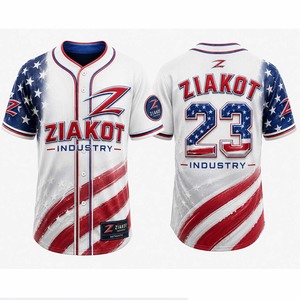 Venta al por Mayor Directa de ZIAKOT INDUSTRY, Jersey de Béisbol Personalizado con la Bandera Estadounidense Auténtica en Blanco y Rojo Real - Product Image 6