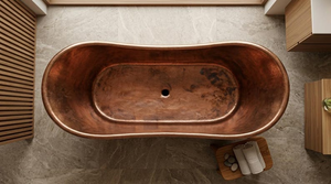 Bañera de Cobre Hecha a Mano de Lujo, Bañera Ovalada Independiente para Baños Elegantes - Product Image 4