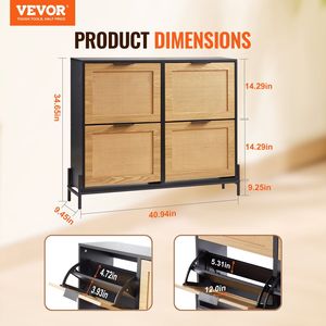 Armadio portaoggetti con ingresso stretto 4 cassetti in Rattan portascarpe in legno chiaro Color metallo con gambe sottili scarpiera per armadio - Product Image 2
