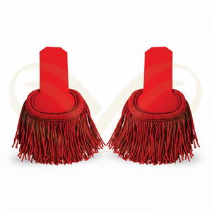 Épaulettes Cérémonielles Artisanales en Viscose Rouge avec Franges en Bouillon pour Uniformes de Parade Extérieur - Product Image 3