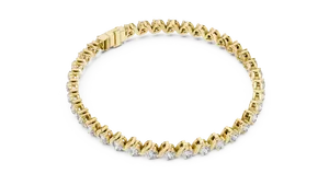 Pulsera de tenis de oro macizo de 18K con diamantes cultivados en laboratorio de corte brillante redondo de 3.5ct, engaste tipo collet, para mujer, joyería fina con cierre de eslabones - Product Image 2