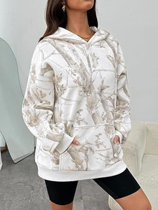 Sublimation <b>Pattern</b> Print <b>Women's</b> Oversized Vintage Wash Pullover Hoodie Heavy Knitted <b>Fleece</b> Streetwear Summer Autumn Winter - Product Image 2