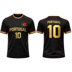 Camiseta de Fútbol Americano de Portugal para Hombre, Adulto, Roja, Verde y Dorada, Sublimada, Transpirable, de Manga Corta, Cuello Redondo, Ropa Deportiva Estampada - Product Image 3