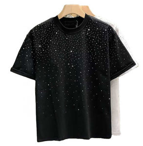 T-shirts pour hommes fabriqués au Pakistan, best-sellers, nouveau style, en coton/fibre de bambou, avec strass, service OEM en gros, personnalisable - Product Image 1