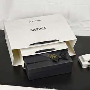 Recycled Luxury Cream Beige Kraft <strong>Paper</strong> Shopping <strong>Bag</strong> <strong>With</strong> Your Own <strong>Logo</strong> Ribbon Handle Bow for Gift Packaging Custom <strong>Printing</strong> - Product Image 5