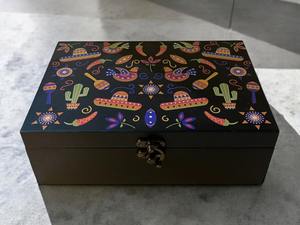 Caja de Madera Rectangular con Diseño Impreso, Caja Clásica para Joyas, Caja de Almacenamiento de Madera con Diseño Impreso para Guardar Recuerdos y Fotos, Venta al por Mayor - Product Image 2