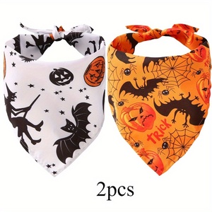 Bandanas pour chiens Halloween, imprimé citrouille, fantôme, toile d'araignée, foulard pour animaux de compagnie, accessoire d'Halloween personnalisé en gros - Product Image 2