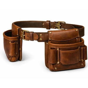Modern Genuine Leather <b>Electrician</b> <b>Pouch</b> Secure <b>Tool</b> Storage Multiple Compartments Durable Stitching Adjustable Waist Waterproof - Product Image 6