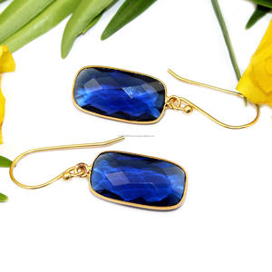 Antique Design Red Garnet Gemstone Hydro Quartz Cushion Shape 18k Gold Plated Bezel <b>Earring</b> Christmas Party Wholesale Womens - Product Image 4