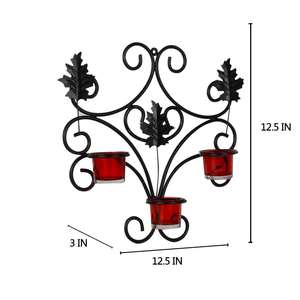Applique murale en fer avec support en verre pour bougies chauffe-plat, kit décoratif pour anniversaires, Diwali et la maison - Product Image 2