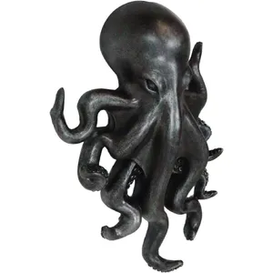 Escultura de Pulpo de Hierro Fundido con Acabado en Níquel Negro, Decoración para el Hogar con Temática Animal, Artesanía Metálica Artística, Decoración de Pared 3D - Product Image 1