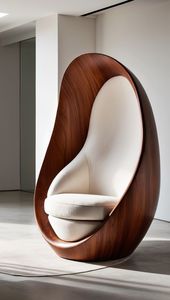 Sillón Ergonómico Moderno de Madera Maciza, Sofá Tapizado en Forma de Luna para Sala de Estar, Dormitorio, Decoración de Muebles - Product Image 2