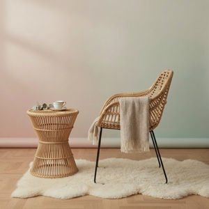 Modern Handmade Ergonomic Eco-Friendly Rattan <b>Dining</b> Chair Wicker <b>Armchair</b> Metal Legs Industrial Design Living Room Furniture - Product Image 3