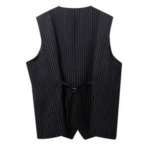 Chaleco de traje sin mangas para hombre, informal, transpirable, de un solo pecho, corte ajustado, estilo vintage, con rayas, para primavera - Product Image 5