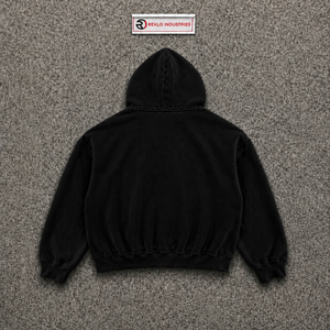Sweat-shirt à capuche noir surdimensionné avec logo et poche sur le devant, style streetwear, manches classiques, en coton French Terry, pour l'automne, SAL - Product Image 6