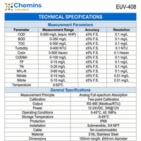 Sonde optique d'analyse de l'eau à faible consommation d'énergie Chemins, protection IP68, coque de capteur en acier inoxydable 316L, pour rivières et lacs, 12-24VDC