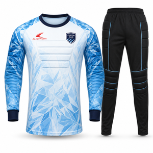 Ensemble de maillot de football à manches longues pour homme, impression sublimée, uniforme de gardien de but rembourré, coupe athlétique, adulte - Product Image 1