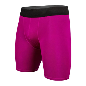 Shorts de compression pour hommes, couleur unie violet, taille mi-haute, taille élastique, respirants, en coton et élasthanne tricoté, décontractés et sportifs - Product Image 1