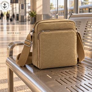 Bolso de Hombro de Lona Color Caqui con Doble Cierre y Espacio de Almacenamiento |   Bolso bandolera compacto con correa tejida para viajes y uso diario - Product Image 2