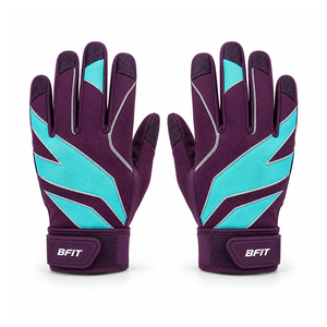Gants de sport BFIT à doigts entiers, violet turquoise, antidérapants, respirants, avec sangle de poignet réglable, unisexe - Product Image 1