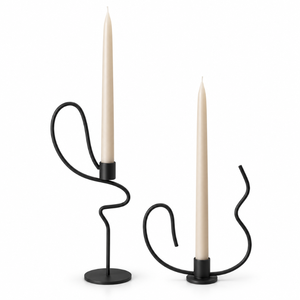 Juego de Portavelas Cónicos de Hierro Artesanal, Silueta Curva Fluida, Base Redonda, Adorno de Mesa, Interior Moderno |   Decoración Escultural Elegante - Product Image 1